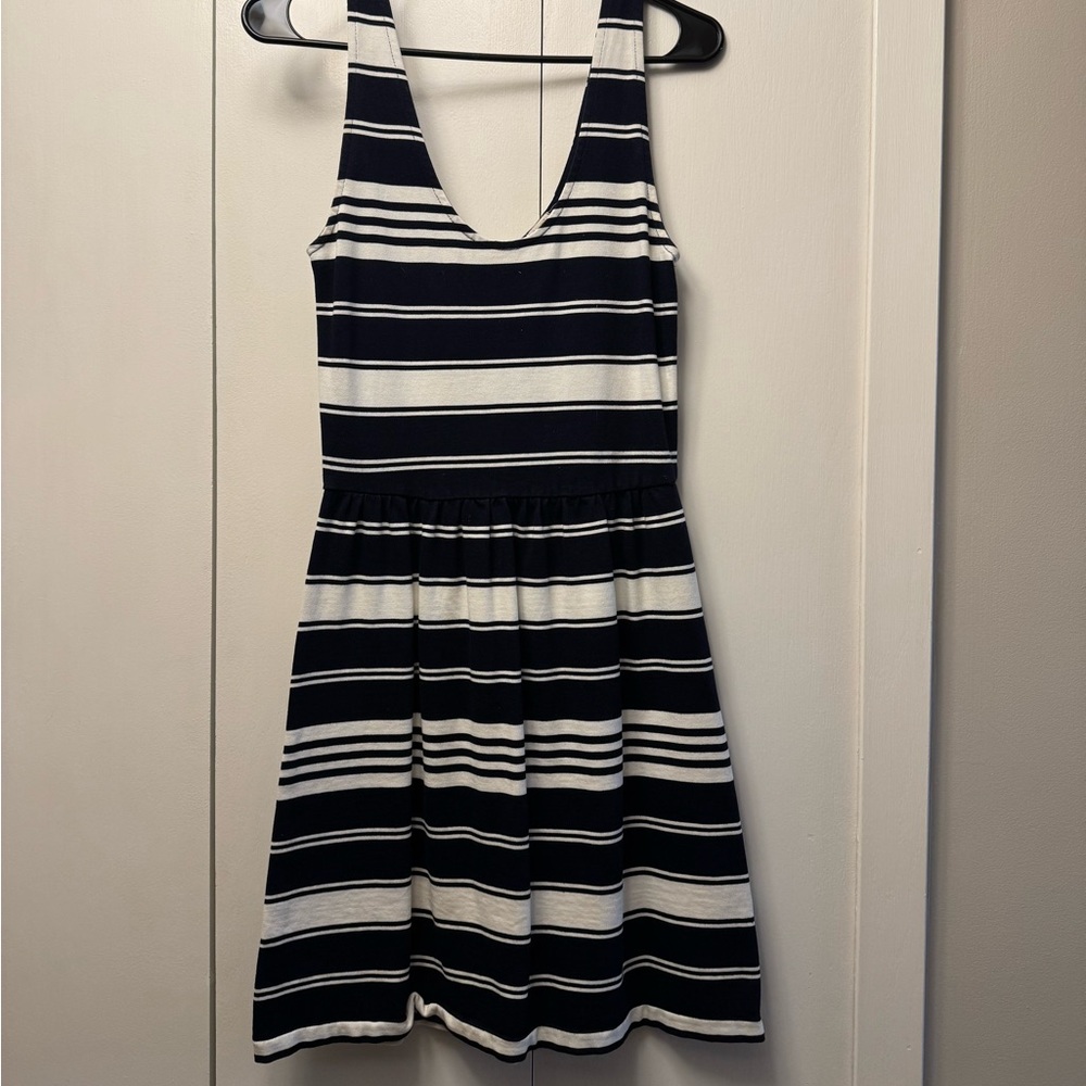 J crew Striped Sleeveless Dress - navy and white